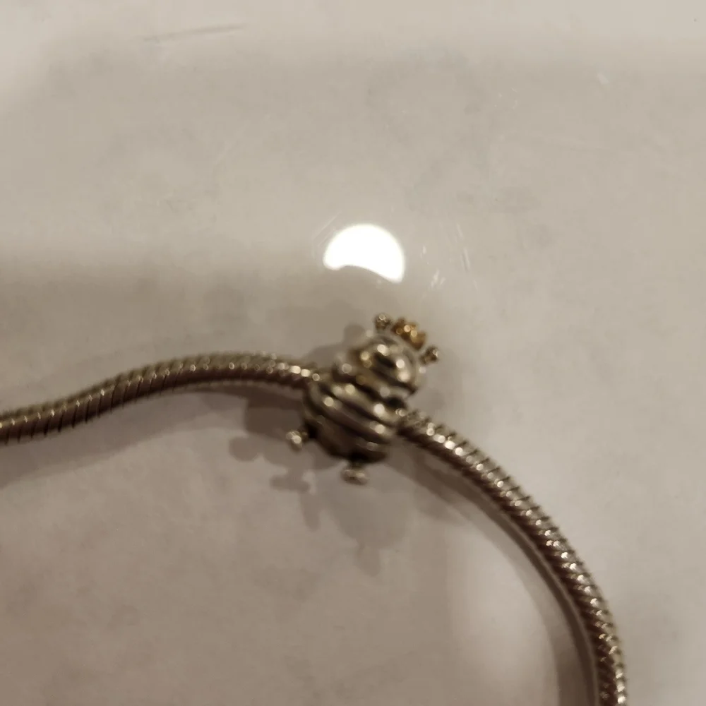 Pandora Sterling Silver Snake Chain Bracelet With Bee Charm